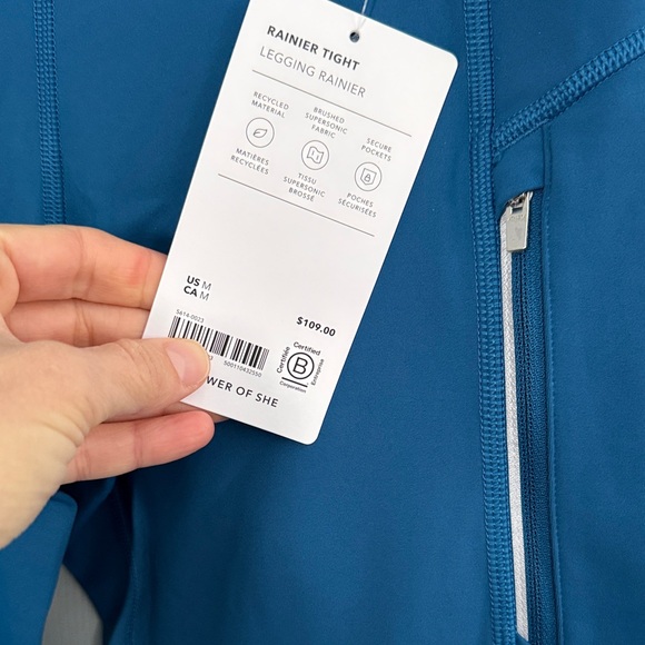 NWT Athleta Rainer Tight / High-Waisted Fleece Lined Leggings with zippered side - Picture 4 of 4